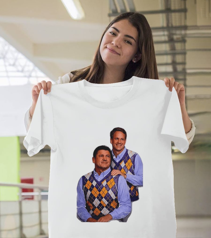 LSU Tigers Ed Orgeron Vs Kim Mulkey Argyle Sweater Coaches T-Shirt