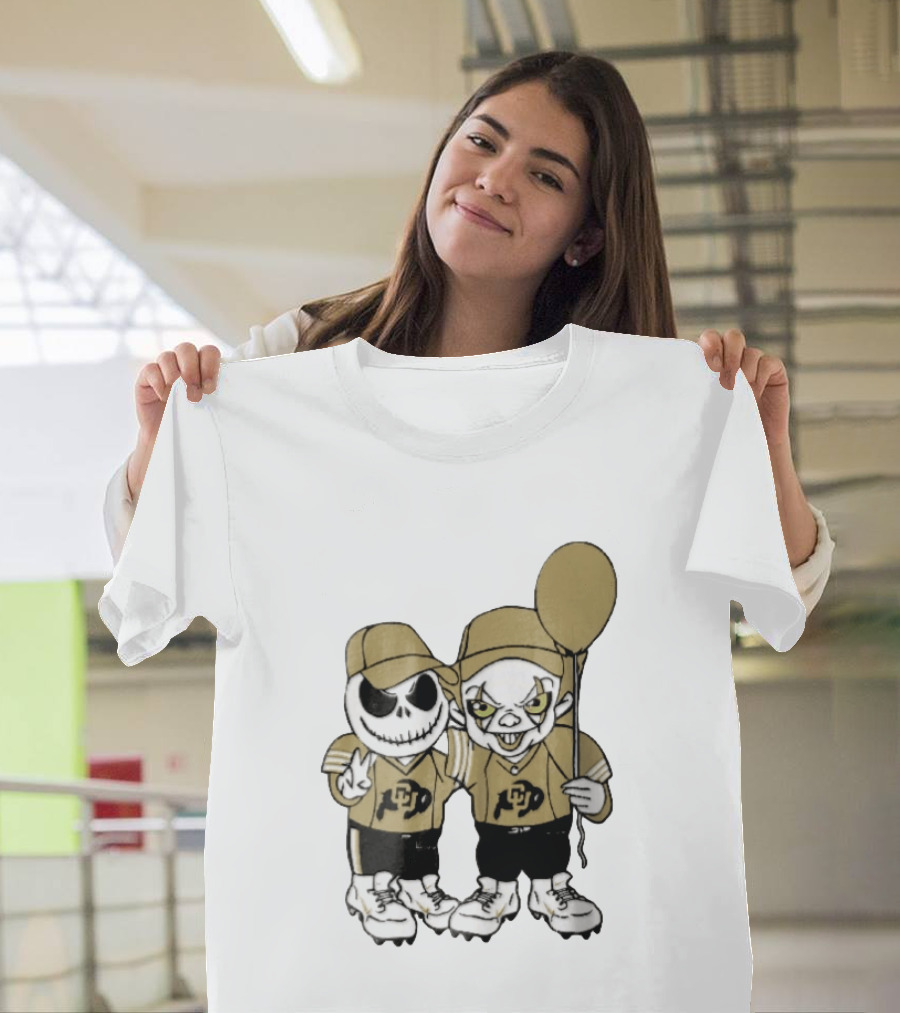 Colorado Buffaloes NCAA Jack Skellington Clown With Balloon Football T-Shirt