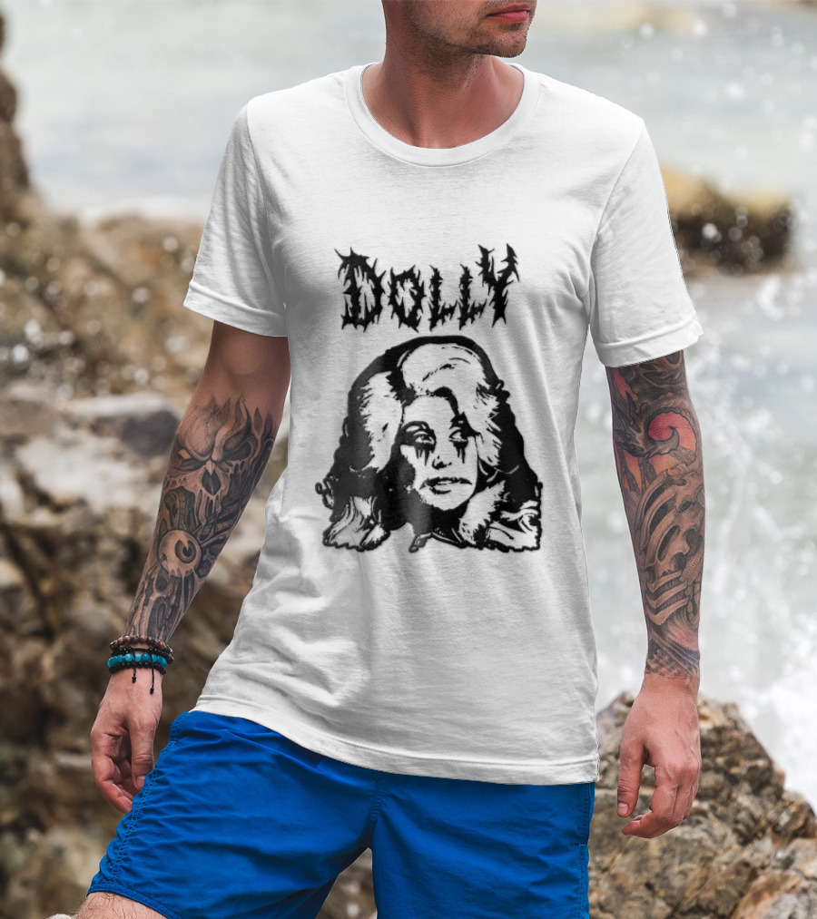 Dolly Parton Corpse Paint Bouffant Halftone Caricature T-Shirt