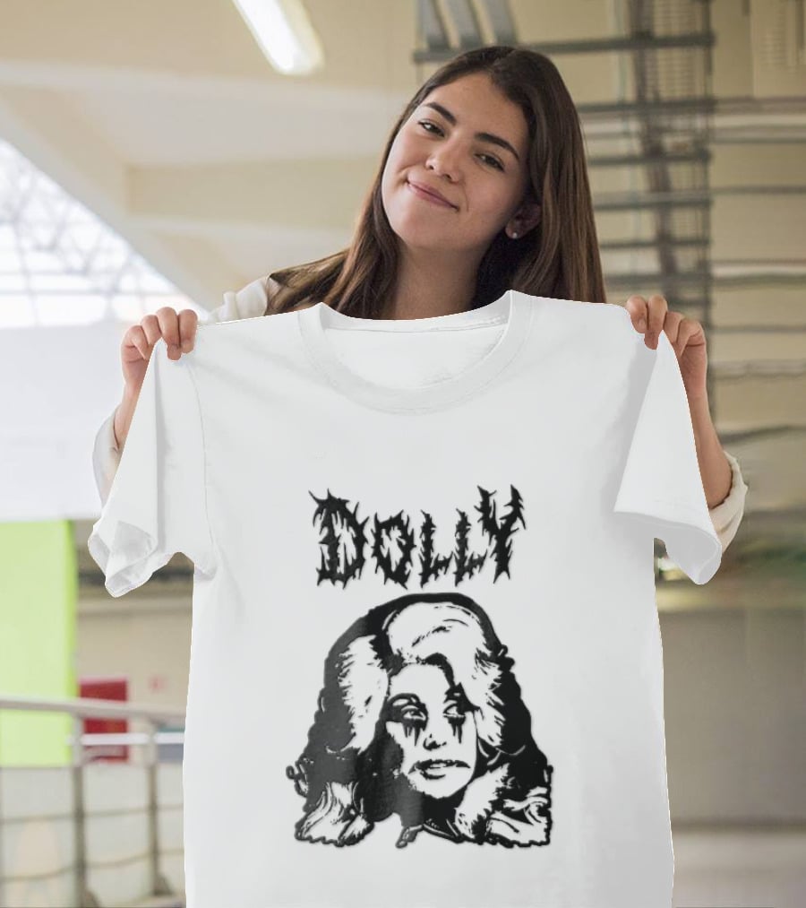 Dolly Parton Corpse Paint Bouffant Halftone Caricature T-Shirt