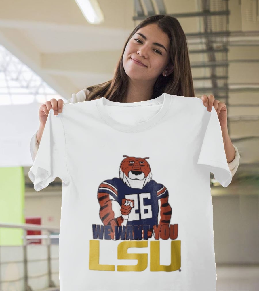 LSU Tigers We Want You Number 26 Mascot Pointing T-Shirt