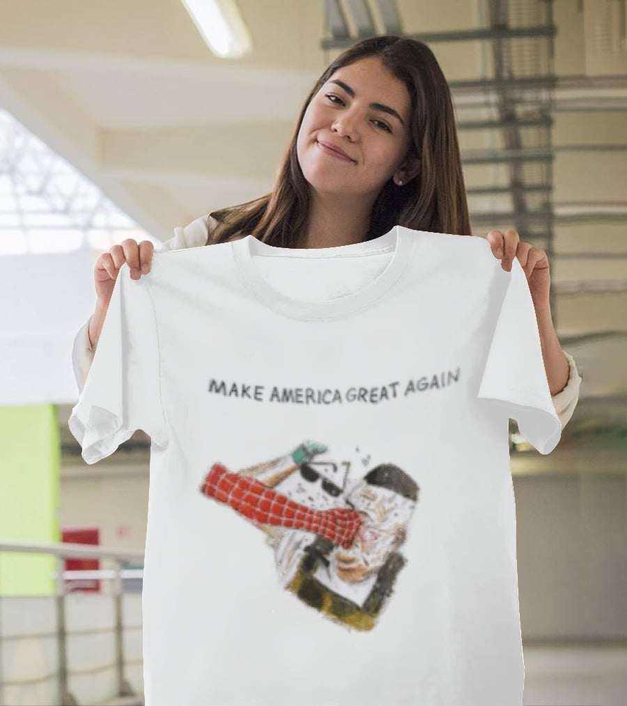 Make America Great Again Spider Man Punching Political Caricature T-Shirt
