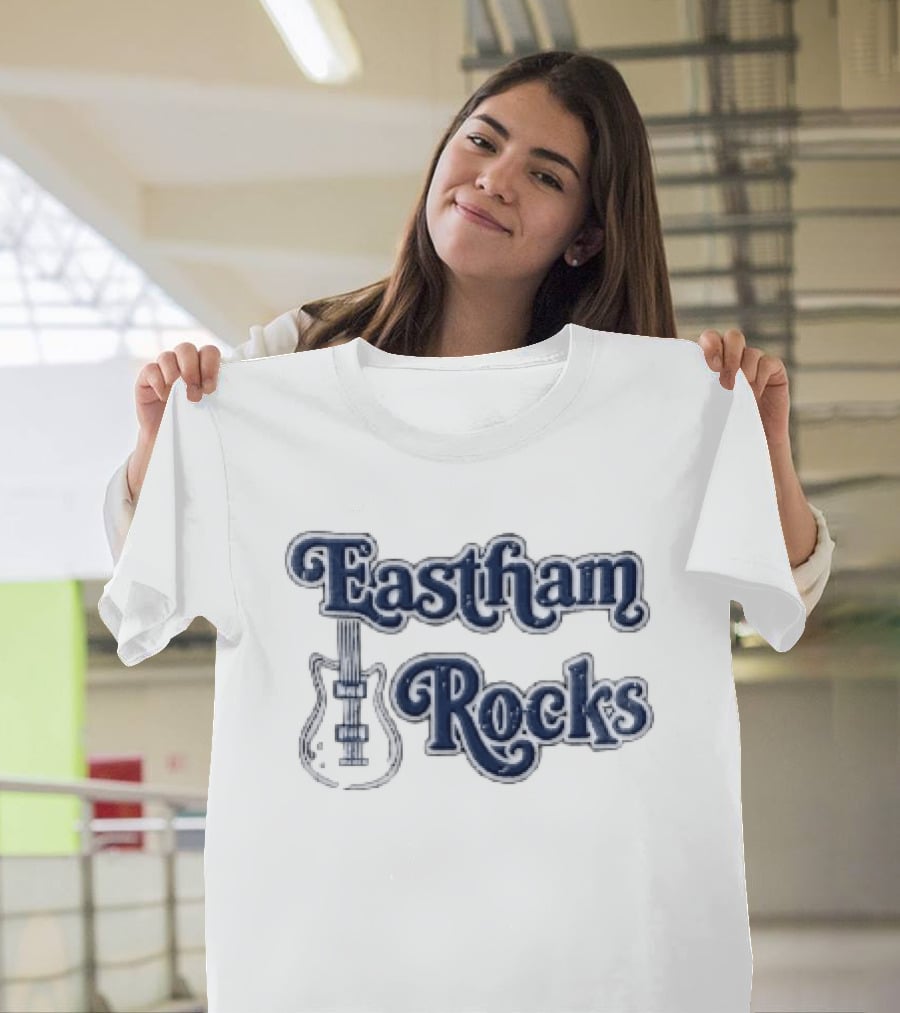 Eastham Rocks Distressed Electric Guitar Music T-Shirt
