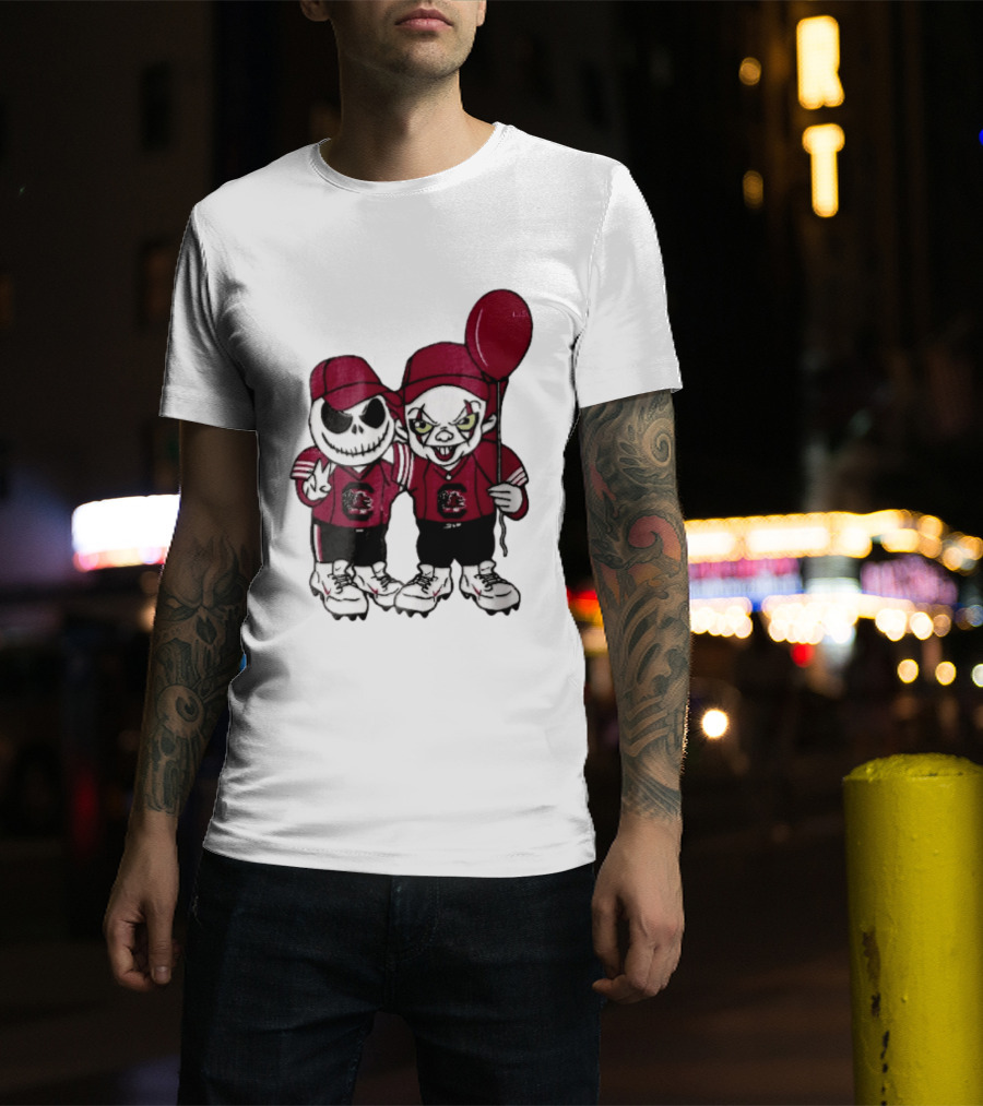 South Carolina Gamecocks NCAA Jack Skellington Pennywise Red Balloon Cartoon T-Shirt