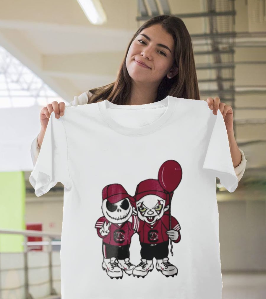 South Carolina Gamecocks NCAA Jack Skellington Pennywise Red Balloon Cartoon T-Shirt