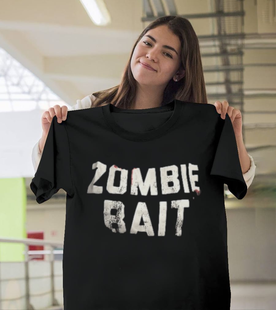 Zombie Bait Distressed White Bloodstained Crumpled Tape T-Shirt