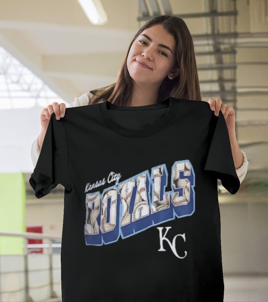 Kansas City Royals Baseball 3D Block KC T-Shirt