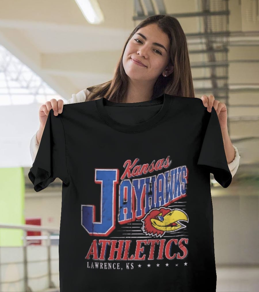 Kansas Jayhawks Athletics Lawrence KS Distressed Bird Head Stars T-Shirt