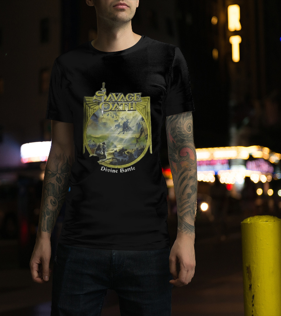 Savage Oath Divine Battle Ghostly Cavalry And Wounded Kneeling Knight T-Shirt