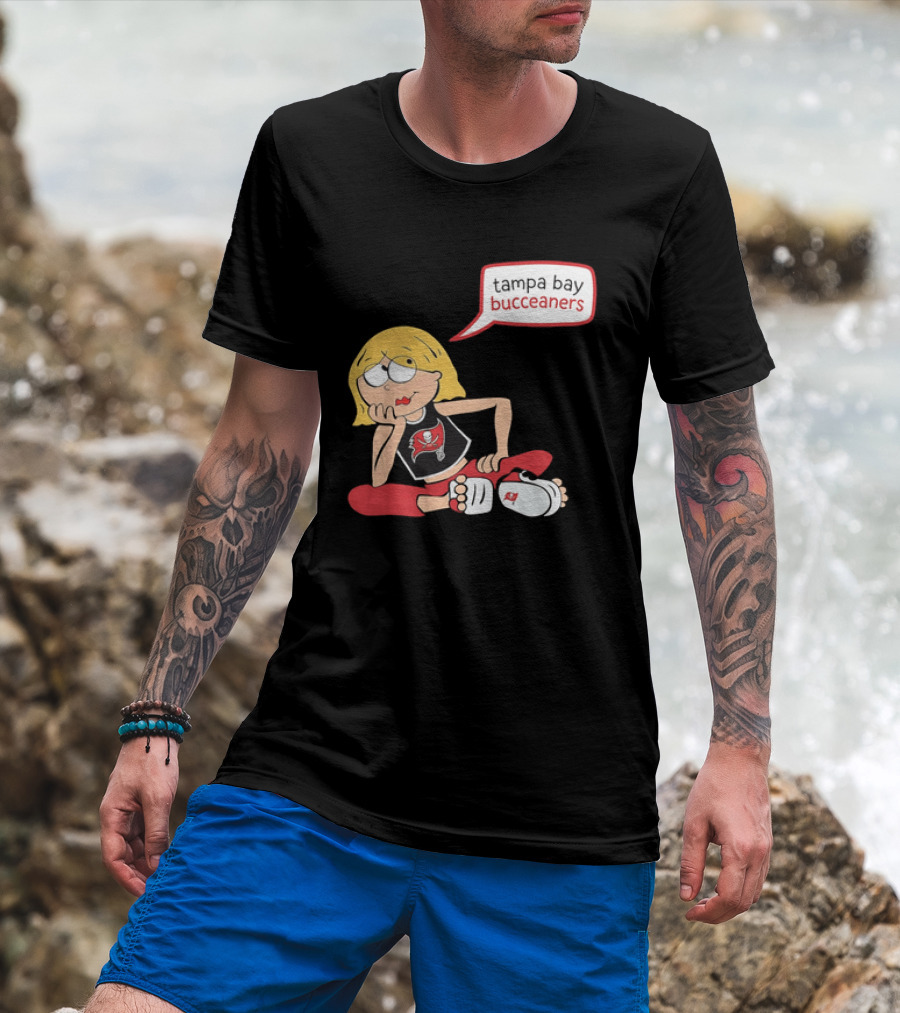 Tampa Bay Buccaneers Cartoon Blonde Girl Speech Bubble Red Pants T-Shirt