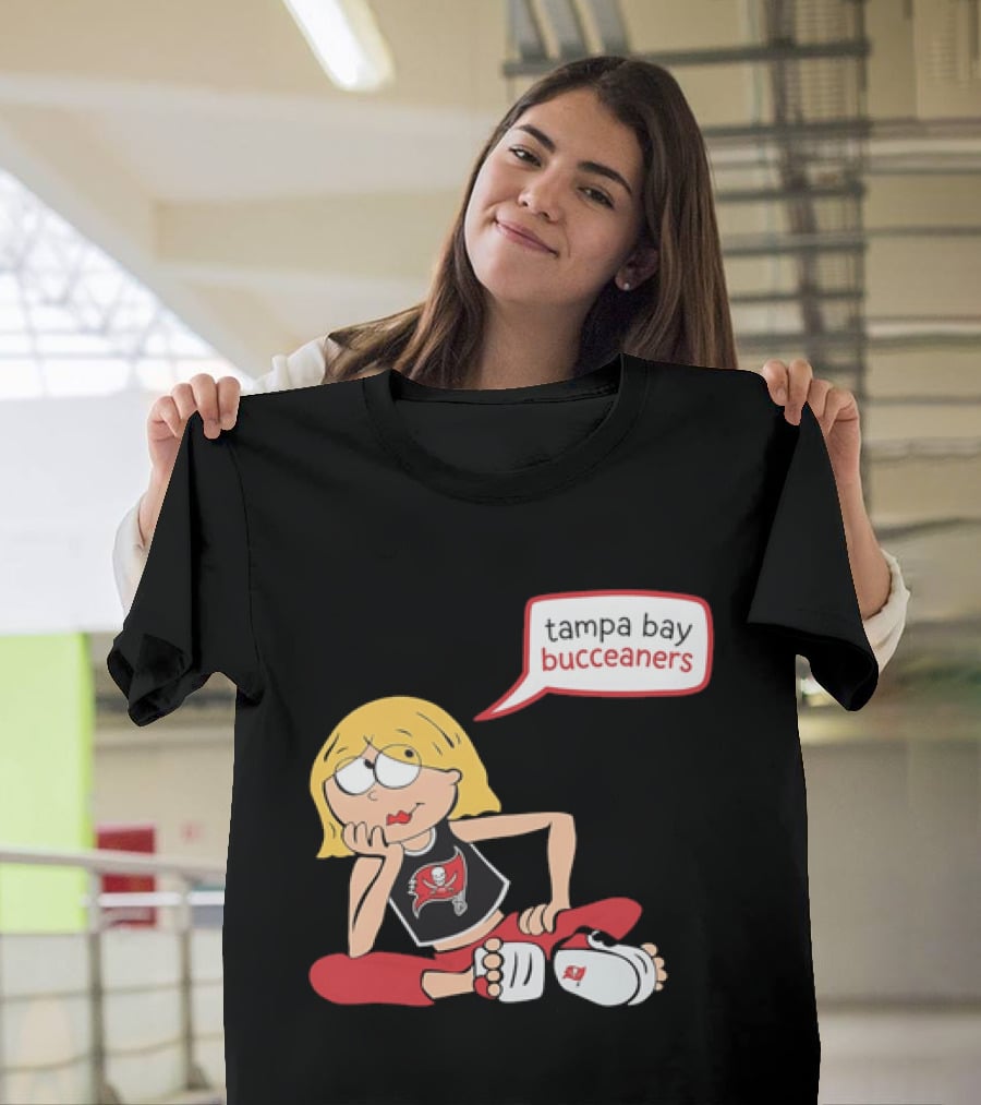 Tampa Bay Buccaneers Cartoon Blonde Girl Speech Bubble Red Pants T-Shirt