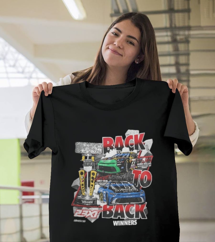 23XI NASCAR Back To Back Winners Bubba Wallace Corey Heim Brickyard 400 Race Cars Trophy 2025 2026 T-Shirt