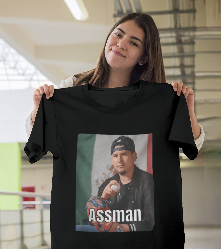 Assman Baseball Pitcher Holding Ball With Mexican Flag T-Shirt