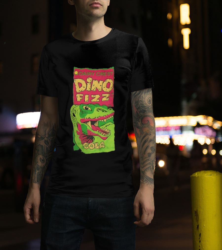 Dairy Crest Dino Fizz Cola Green Dinosaur Open Mouth Red T-Shirt
