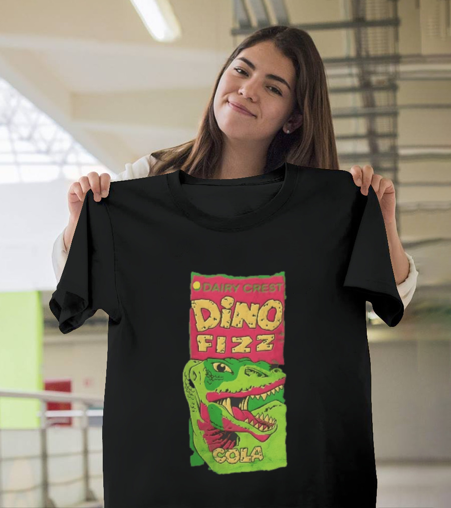 Dairy Crest Dino Fizz Cola Green Dinosaur Open Mouth Red T-Shirt