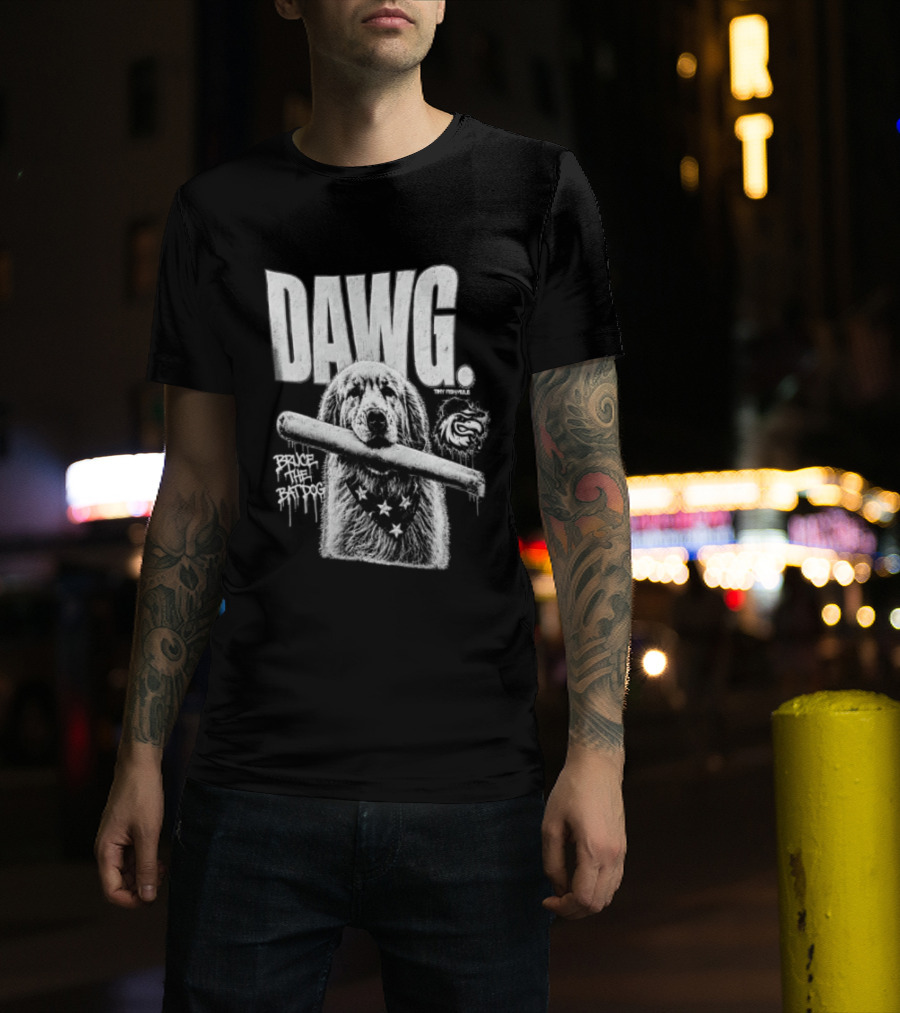 Dawg Bruce The Batdog Baseball Bat And Ball T-Shirt