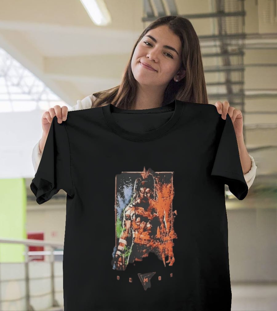 Demon Masked Warrior Orange Splatter Bodypaint Art 3000 T-Shirt
