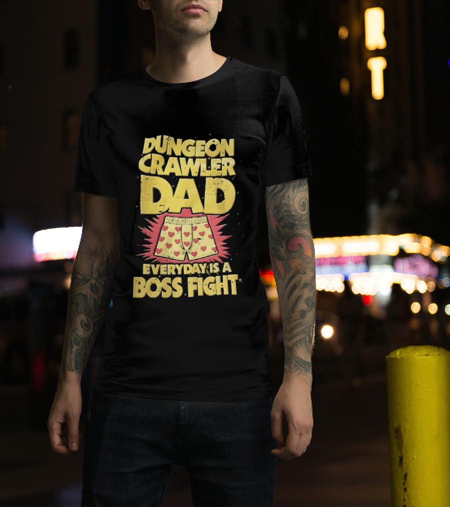 Dungeon Crawler Dad Everyday Is A Boss Fight Heart Boxer Shorts Spiky Starburst T-Shirt