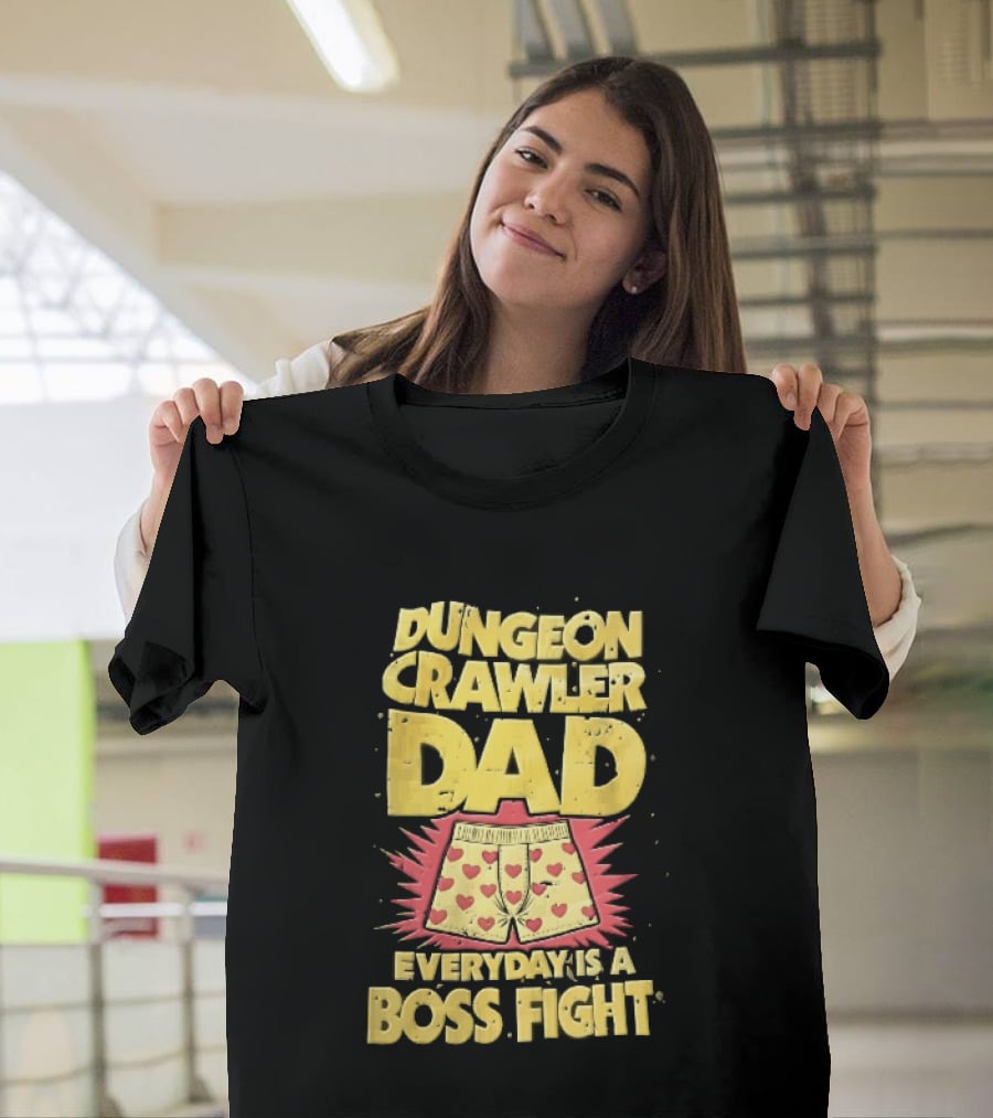 Dungeon Crawler Dad Everyday Is A Boss Fight Heart Boxer Shorts Spiky Starburst T-Shirt