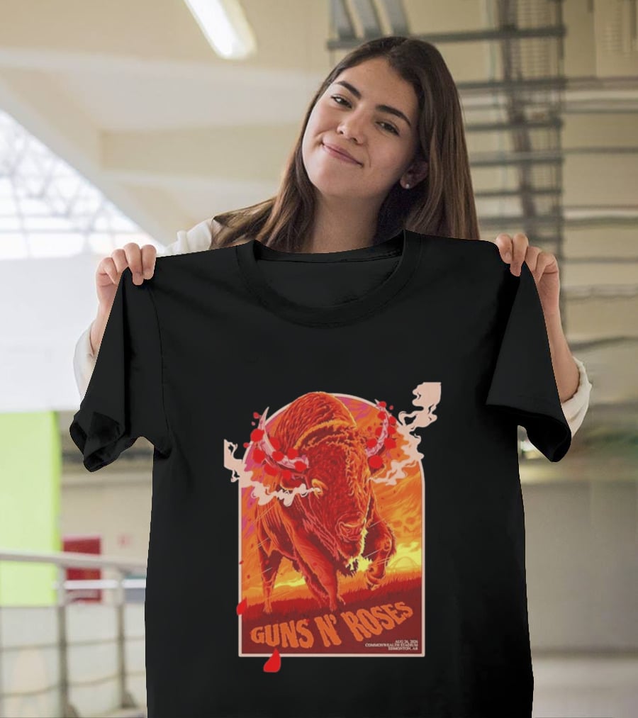Guns N Roses Bison Commonwealth Stadium Edmonton AB August 26 2026 T-Shirt