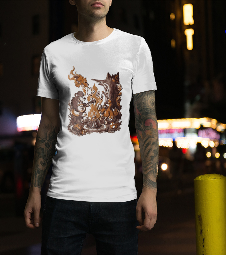 Banjo Kazooie Bear And Bird Music Campfire Jiggy Pixel T-Shirt