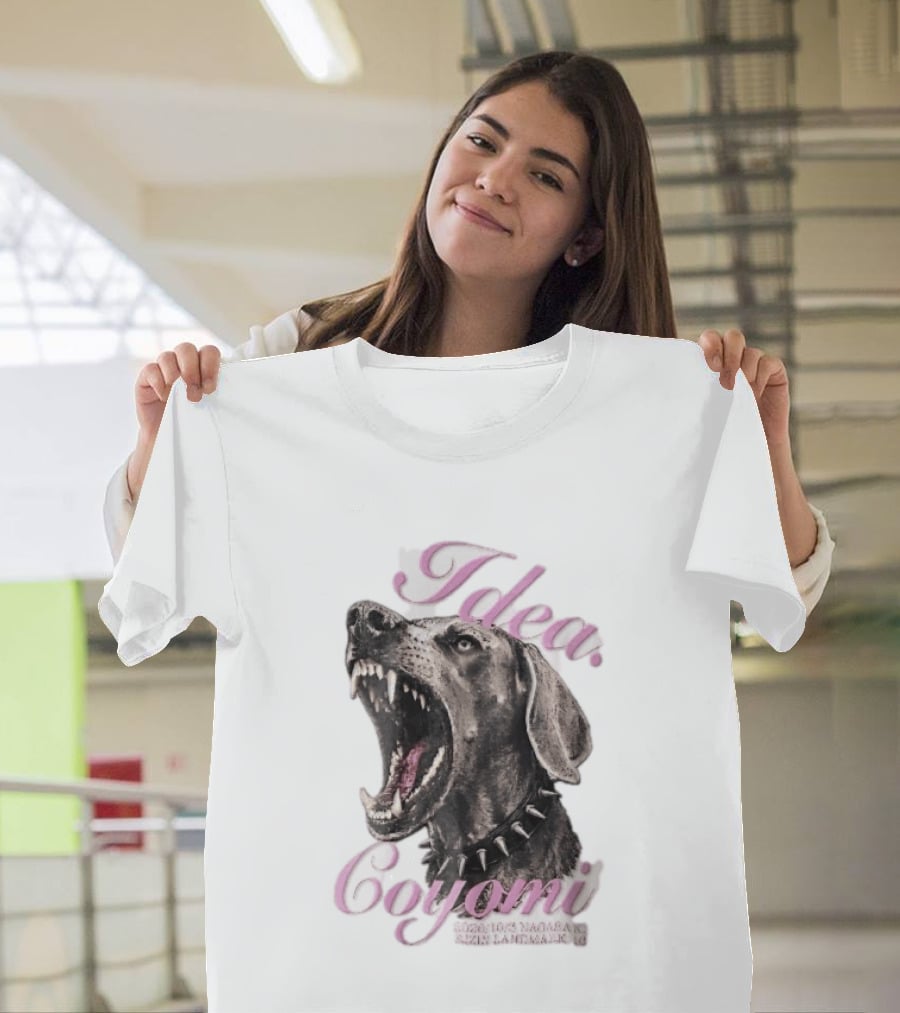 Rizin Idea Coyomi Nagasaki Snarling Dog Spiked Collar Pink Cursive 2024 T-Shirt