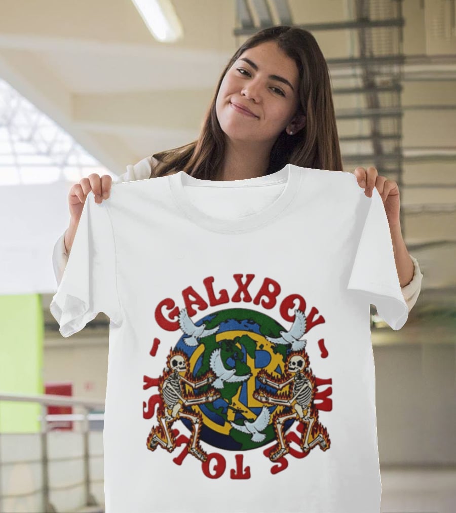 Galxboy Systms Toys Flaming Skeletons With Doves Peace T-Shirt