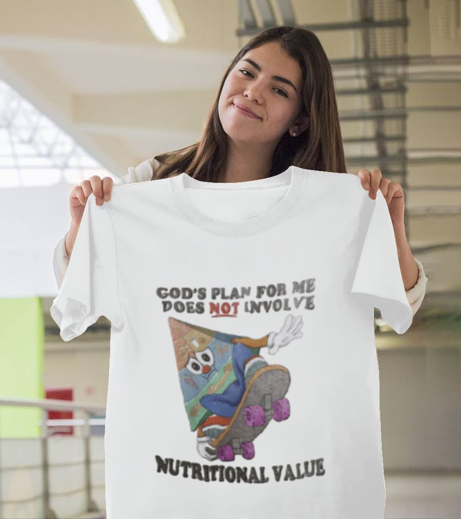 God's Plan For Me Does Not Involve Nutritional Value Skateboarding Food Pyramid T-Shirt