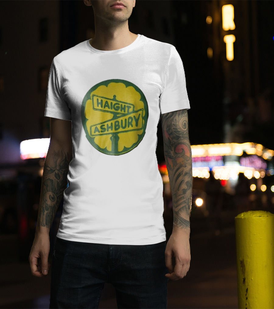 Haight Ashbury Street Sign Yellow Flower T-Shirt