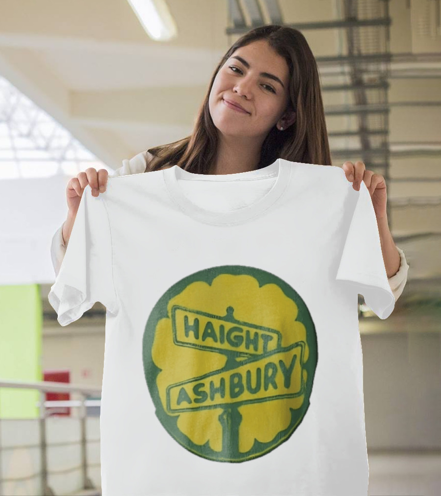 Haight Ashbury Street Sign Yellow Flower T-Shirt