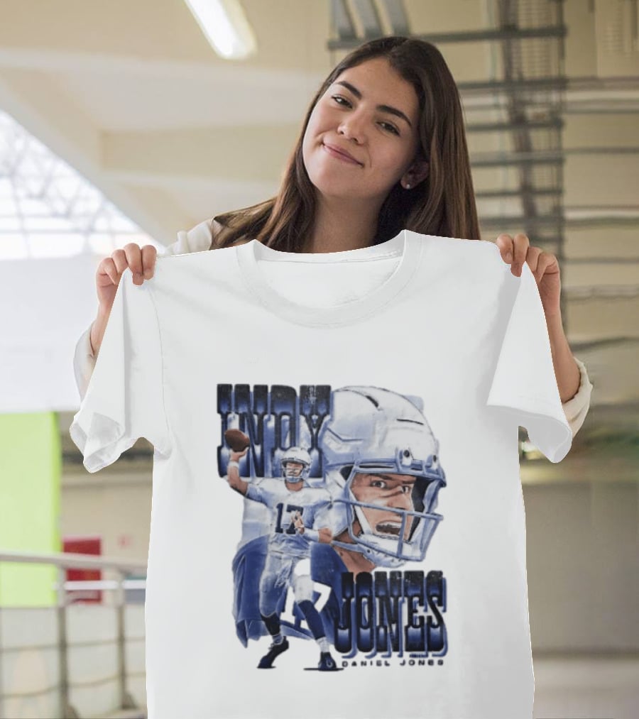 Indy Jones Football Quarterback Throwing Action Close Up Helmet T-Shirt