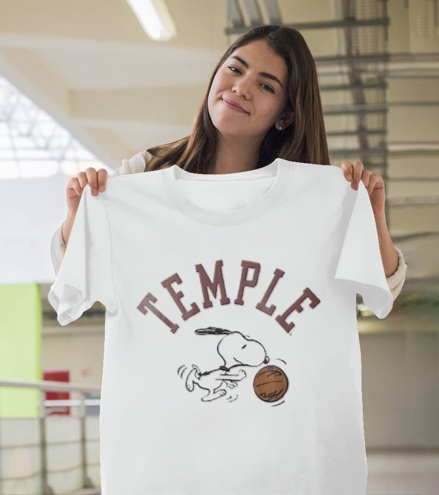 Temple Owls Snoopy Dribbling Basketball NCAA Cartoon T-Shirt