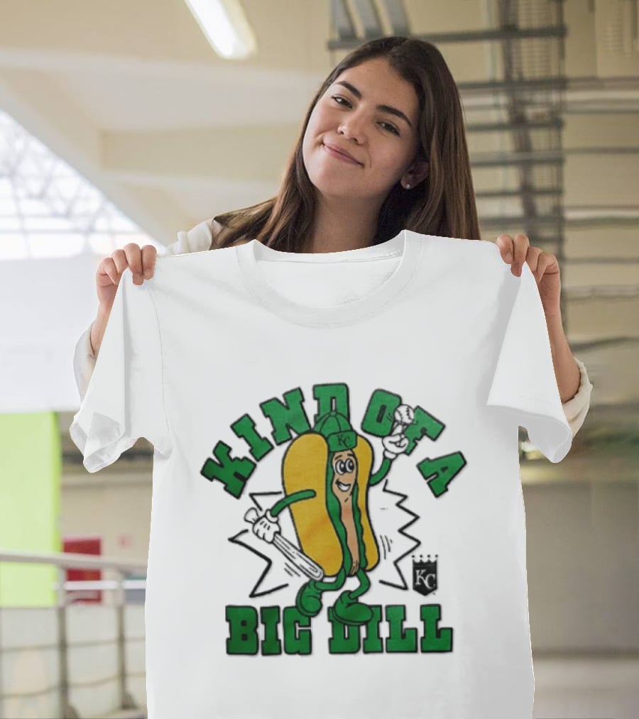 Kansas City Royals MLB Kinda Of A Big Dill Cartoon Pickle Hot Dog KC T-Shirt