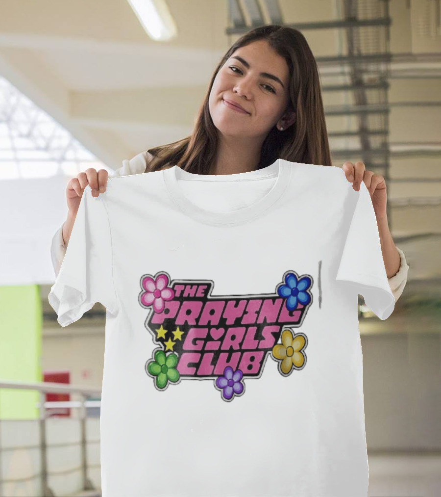 The Praying Girls Club Pink Floral Stars Flower Bubble T-Shirt