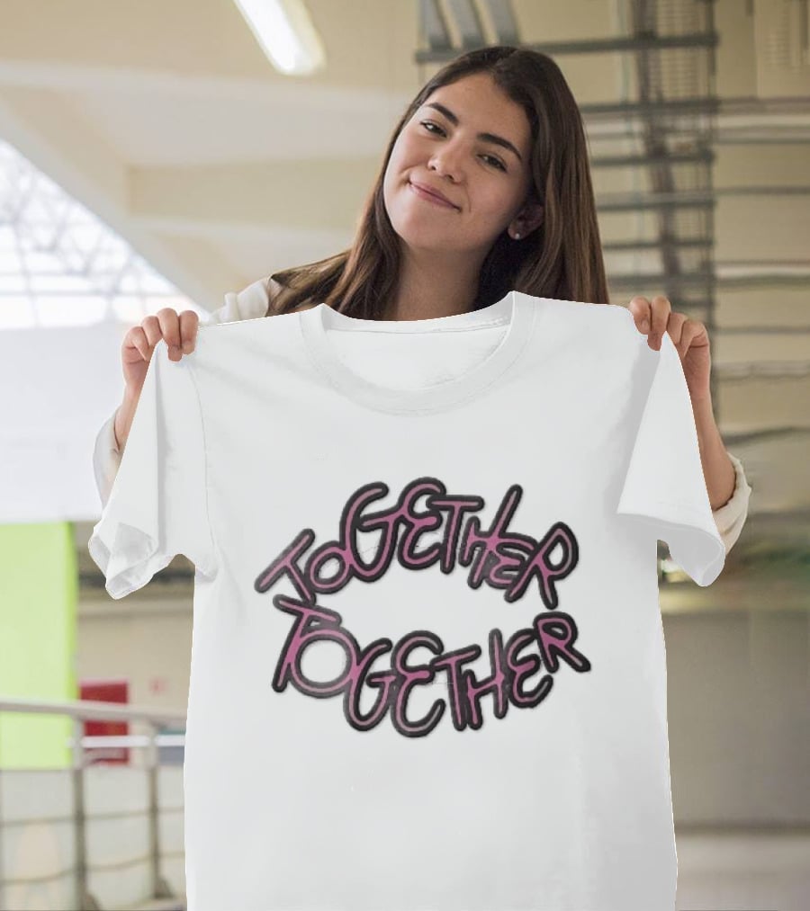 TOGETHER Pink Neon Script Lettering T-Shirt