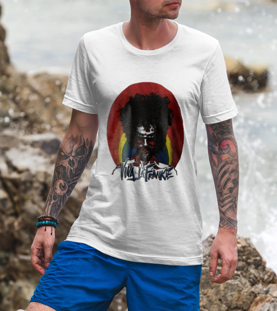 Viva LA Frankie Afro Man Glasses Rainbow Oval T-Shirt