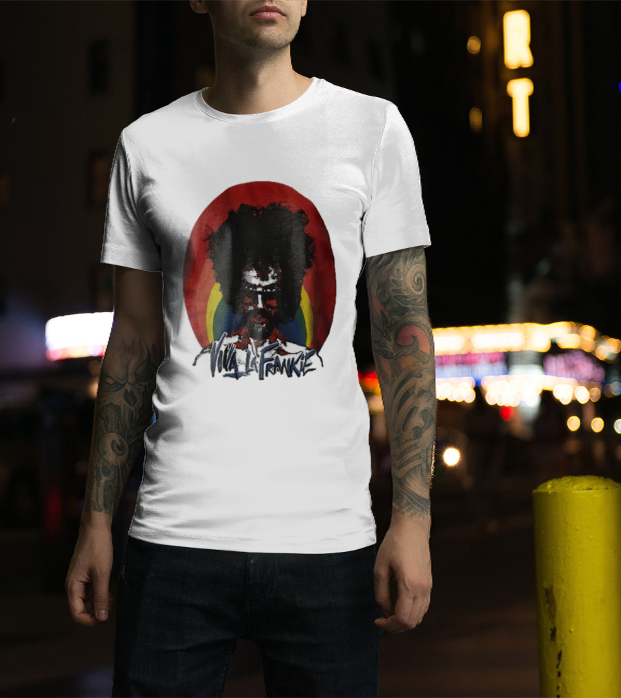 Viva LA Frankie Afro Man Glasses Rainbow Oval T-Shirt
