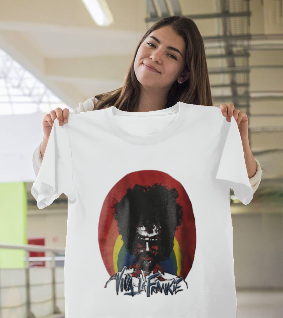 Viva LA Frankie Afro Man Glasses Rainbow Oval T-Shirt