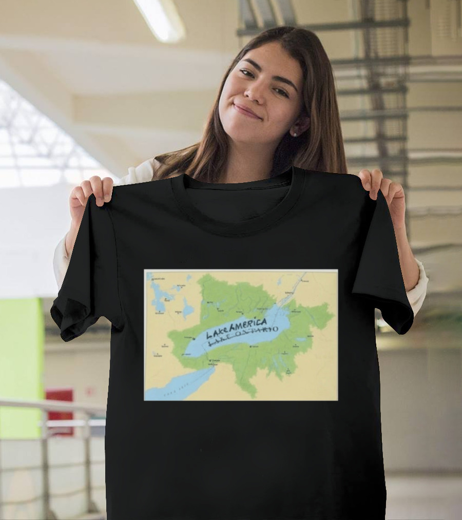 Lake Ontario Map Lake America Fun Geography Twist T-Shirt