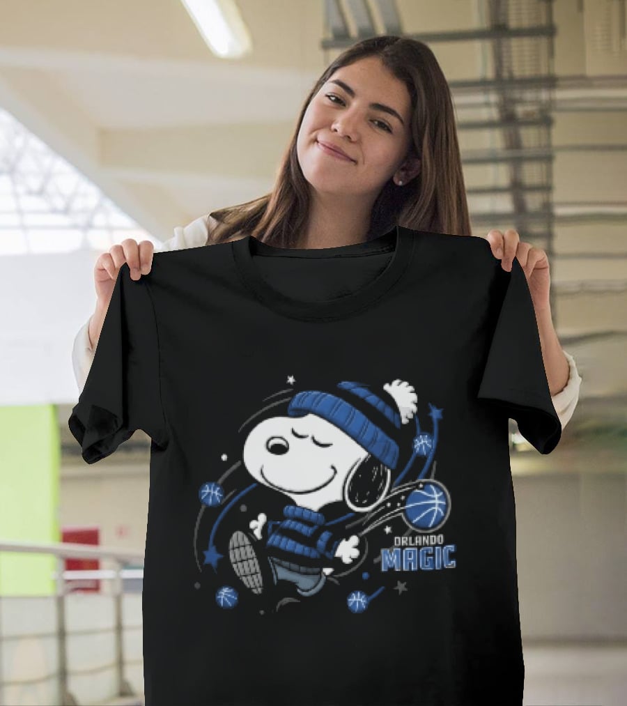 Snoopy Orlando Magic NBA Striped Beanie Basketball Stars T-Shirt