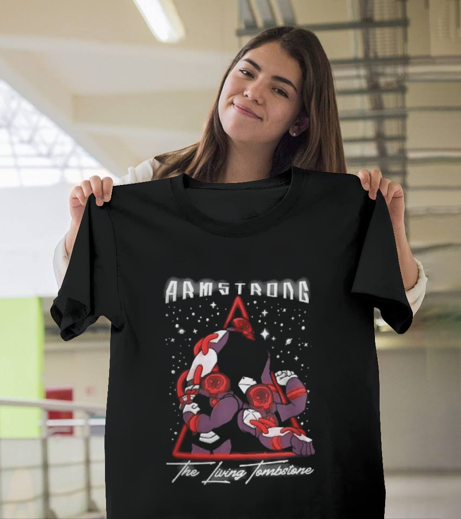 Armstrong Three Armored Sci Fi Astronauts Red Triangle Starfield Cartoon T-Shirt