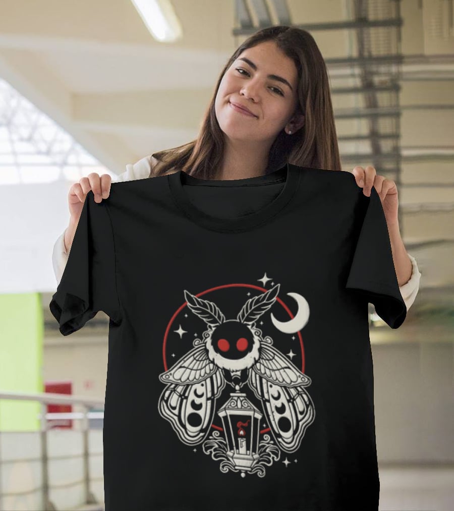 Mothman Lantern Moon Stars T-Shirt