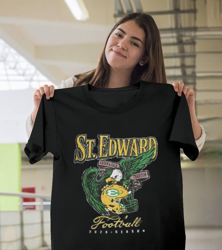 St Edward Green And Gold Tradition Football 2026 Season Eagle Helmet T-Shirt
