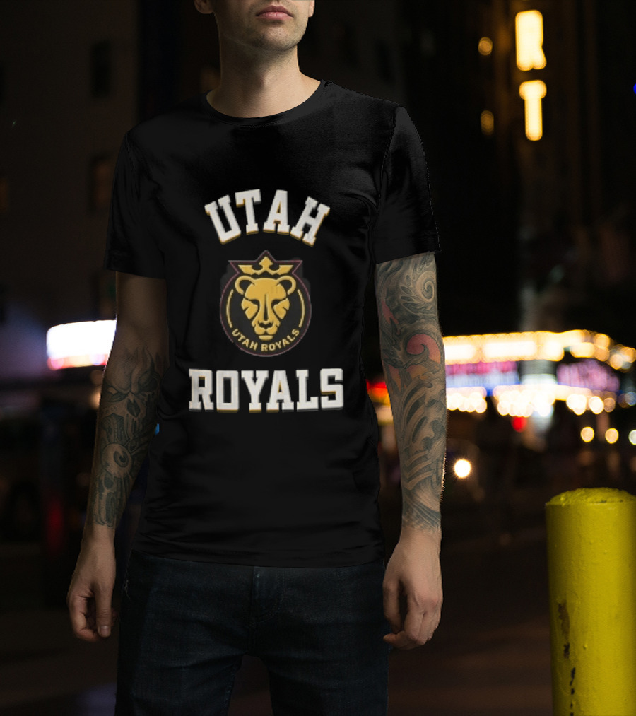 Utah Royals Varsity Lettering Lioness Crown Crest NWSL T-Shirt