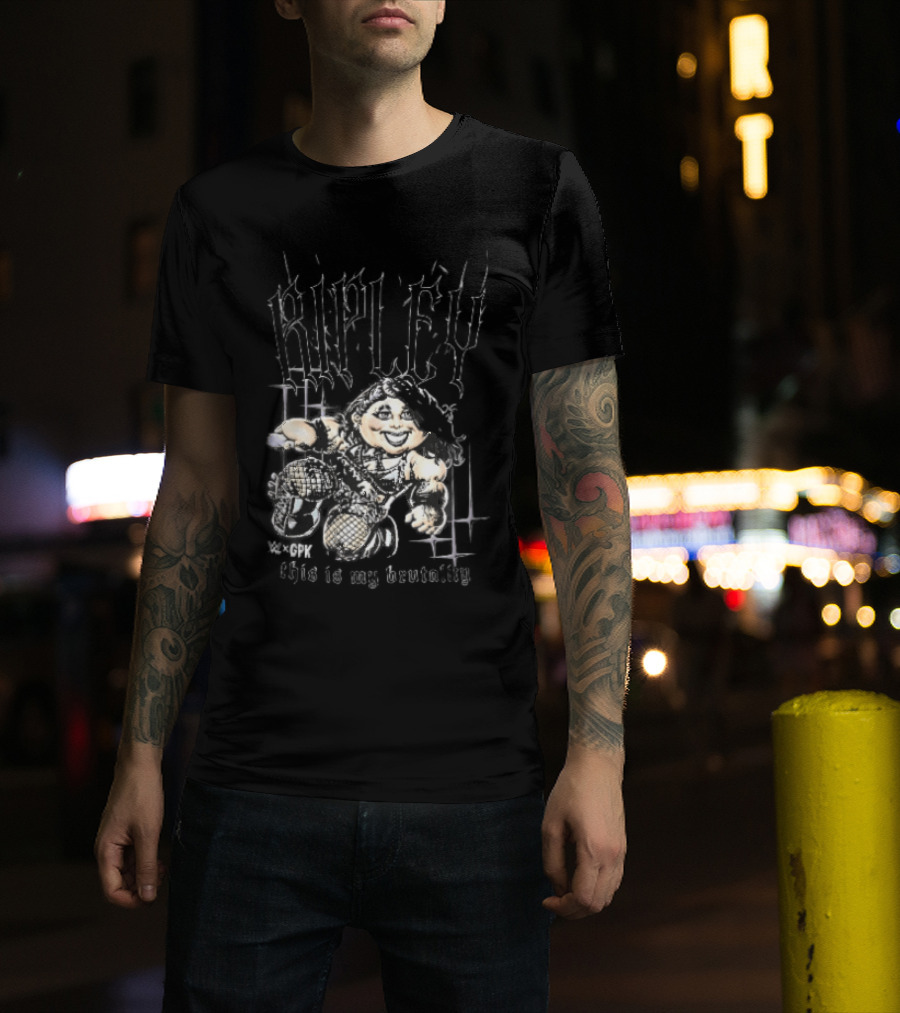 WWE GPK Ripley This Is My Brutality Female Wrestler Cartoon Caricature T-Shirt