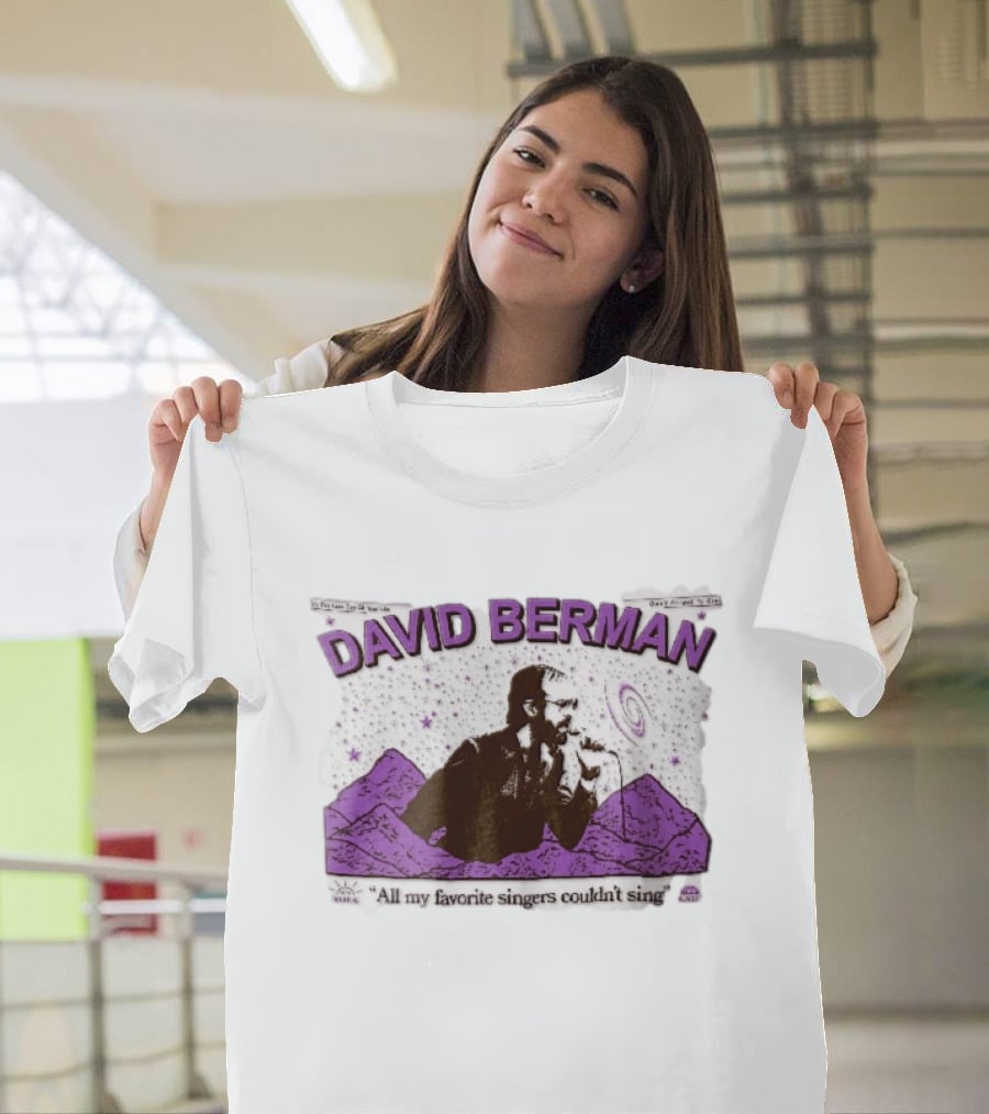 David Berman 1967 2019 All My Favorite Singers Couldnt Sing Microphone Mountains Galaxy Stars Halftone T-Shirt