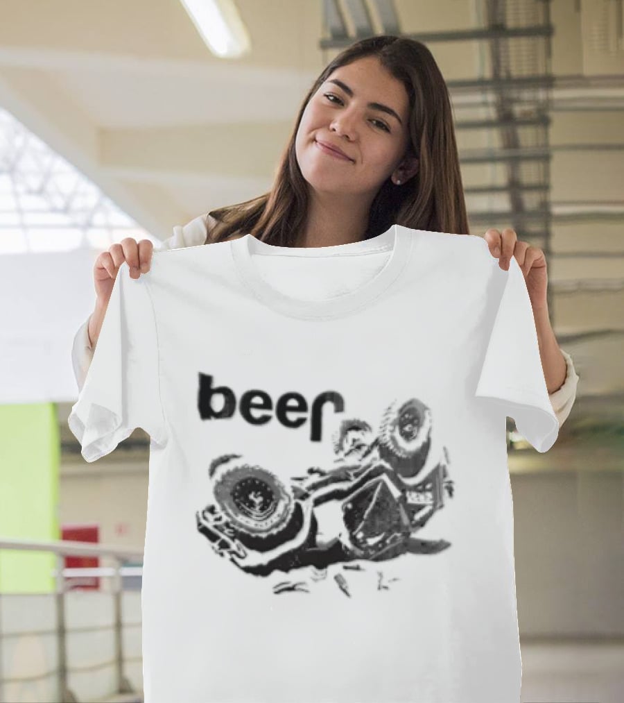 Beer Overturned Off Road Vehicle Offbeat Humor T-Shirt