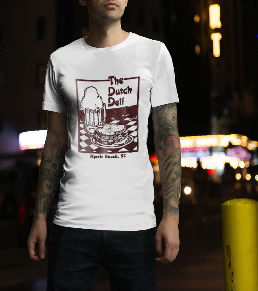 The Dutch Deli Myrtle Beach SC Beer Sandwich Checkered T-Shirt