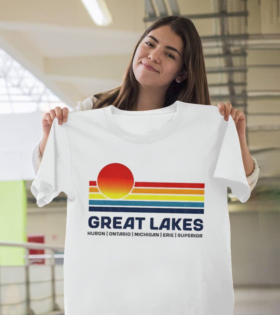 Great Lakes Huron Ontario Michigan Erie Superior Sunset T-Shirt