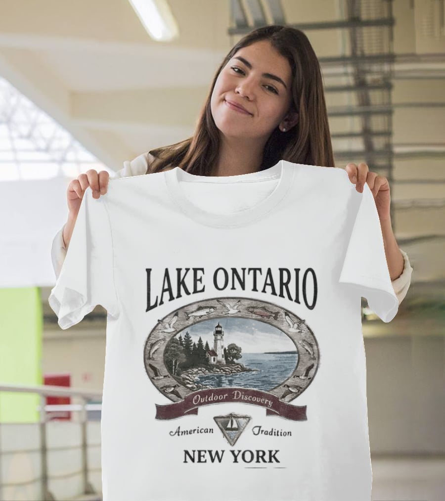 Lake Ontario New York Outdoor Discovery American Tradition 90s Nostalgia Camping Boating Fishing T-Shirt